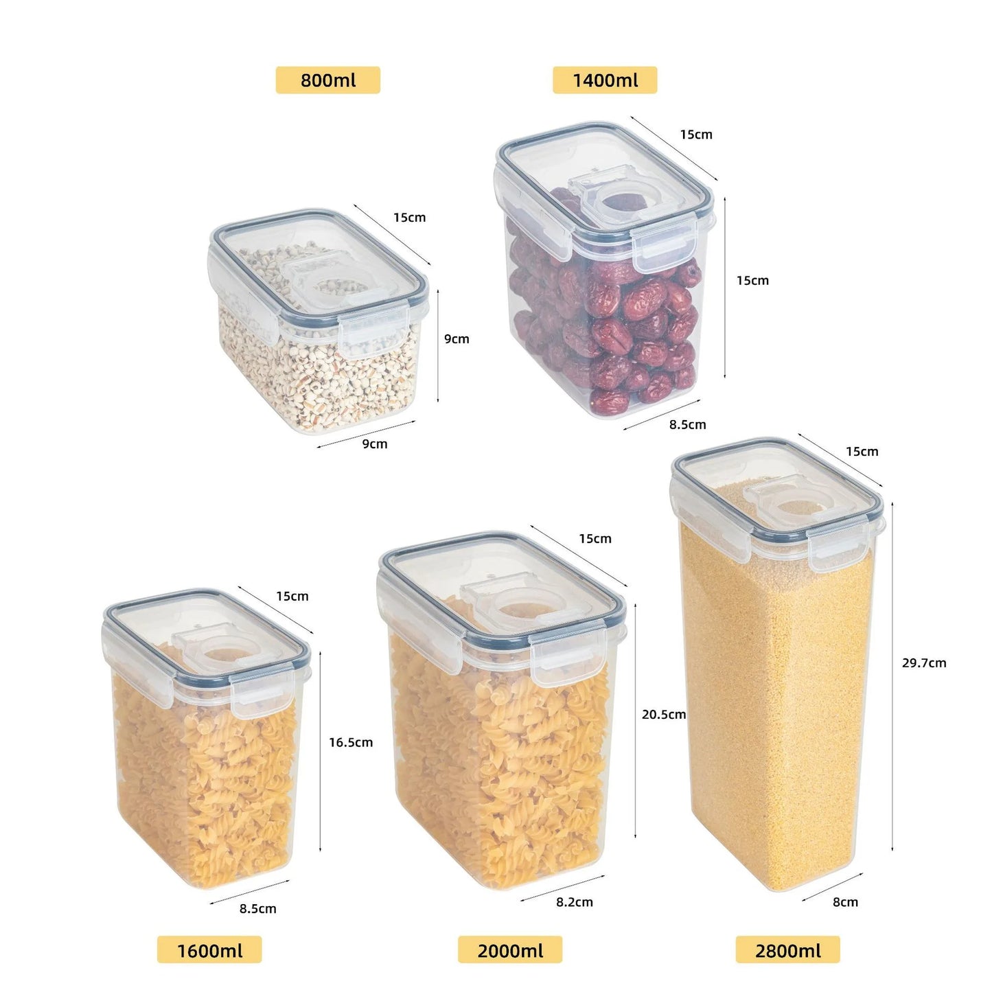 Contenedores herméticos para almacenamiento de alimentos con tapa