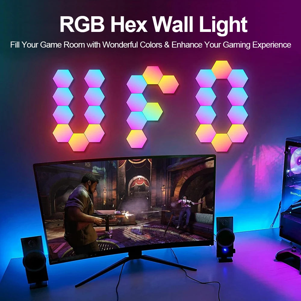 Lámpara de pared Hexagonal inteligente RGB
