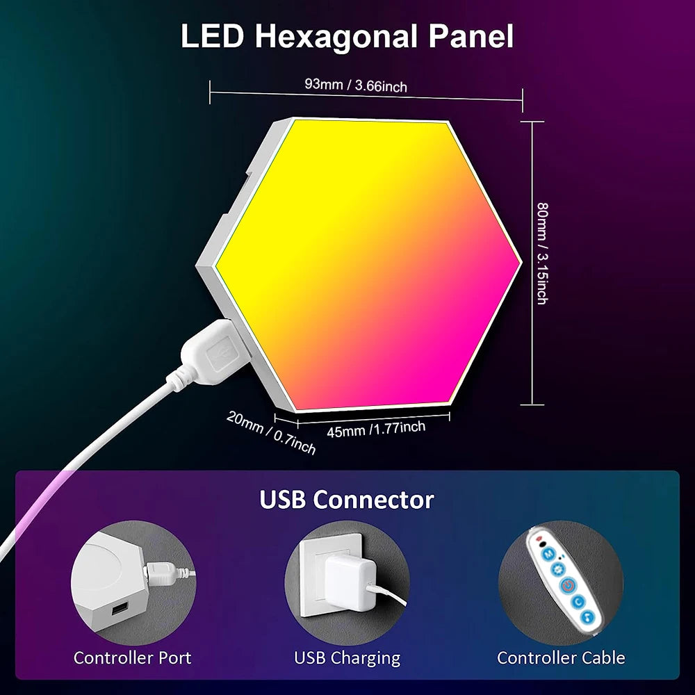 Lámpara de pared Hexagonal inteligente RGB